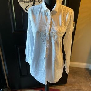 J. Crew 100% cotton white button down tunic.  Women’s size Small. EUC